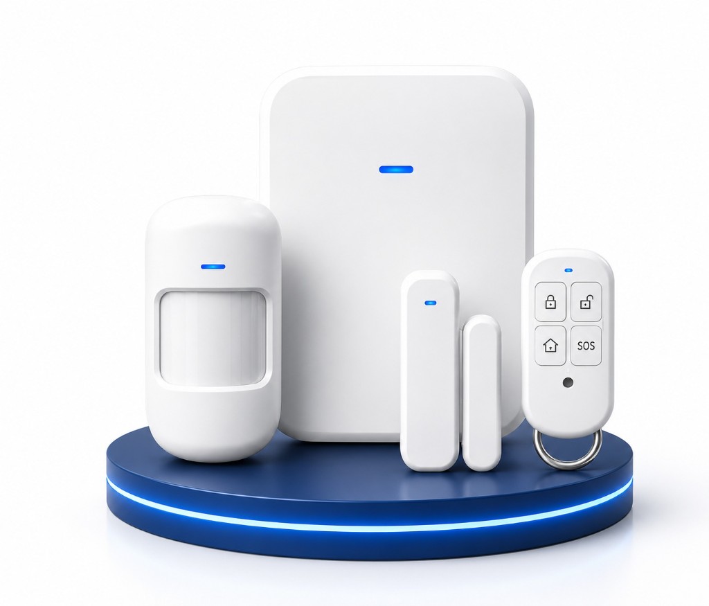 Kit de alarmas inalambricas con hub, sensores y control remoto